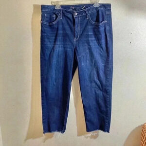 Seven7 Crop Jeans Size 16 Blue Denim Tower Straight Crop High Rise Raw Hem